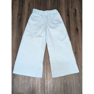 SPRWMN RTW Cropped Wide Leg Pants Elastic‎ Waist Casual Blue XS